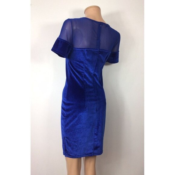 ACEVOG Blue Velvet Dress Womens Small - Picture 3 of 7